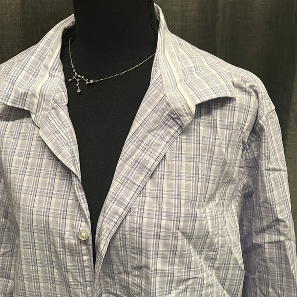 Blue and White Striped Calvin Klein Button Up - Picture 2 of 5